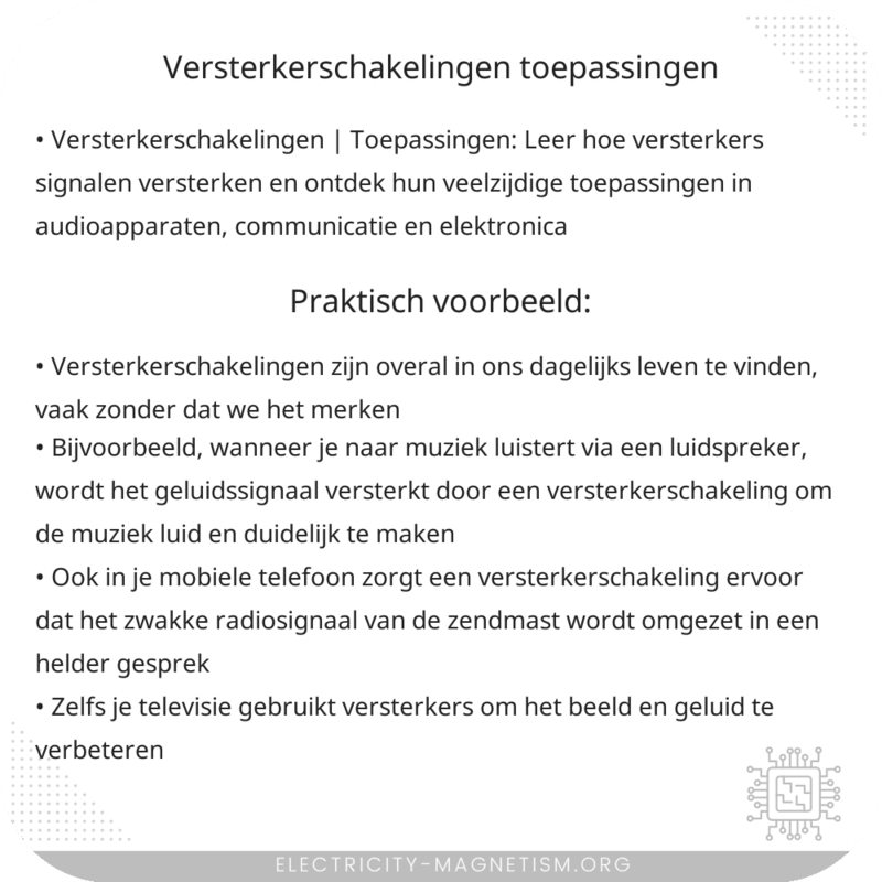 Versterkerschakelingen | Toepassingen