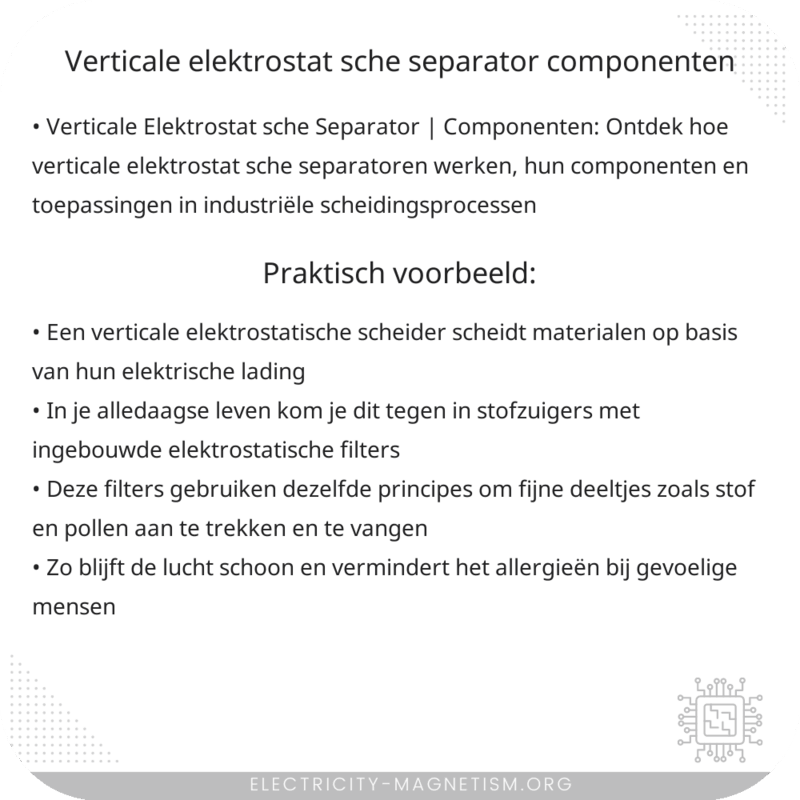 Verticale Elektrostat sche Separator | Componenten