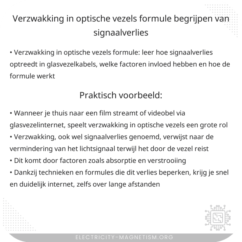 Verzwakking in Optische Vezels Formule | Begrijpen van Signaalverlies