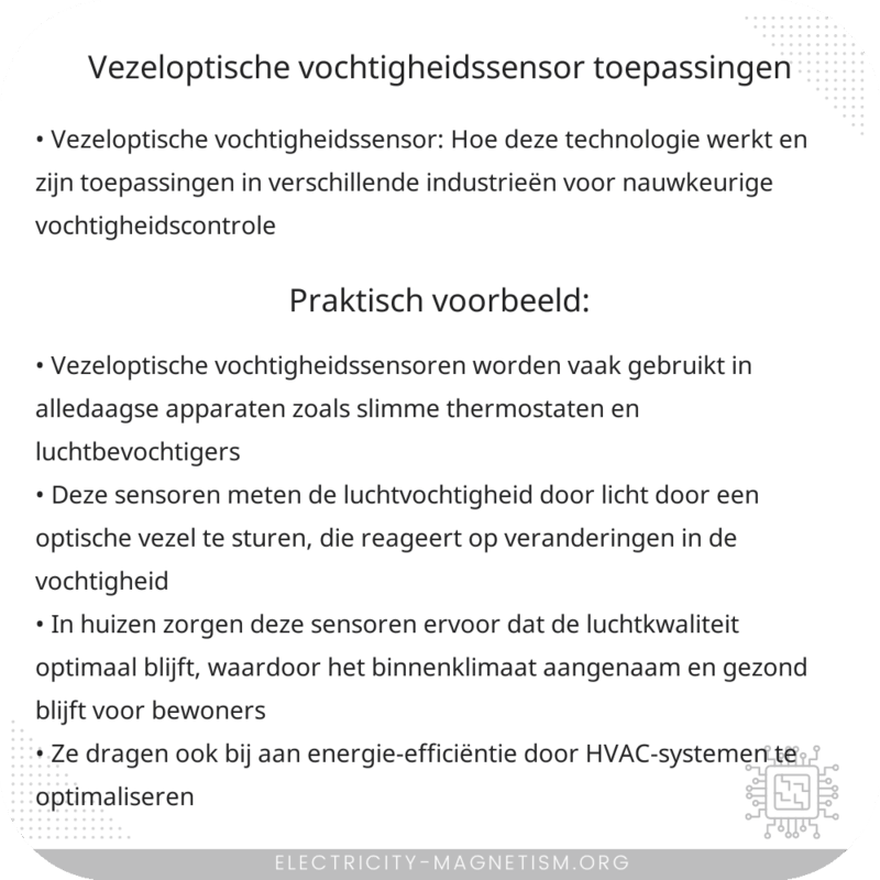 Vezeloptische Vochtigheidssensor | Toepassingen