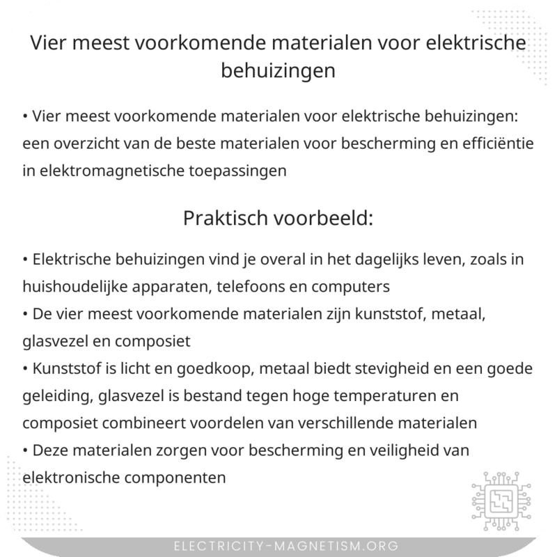 Vier meest voorkomende materialen voor elektrische behuizingen