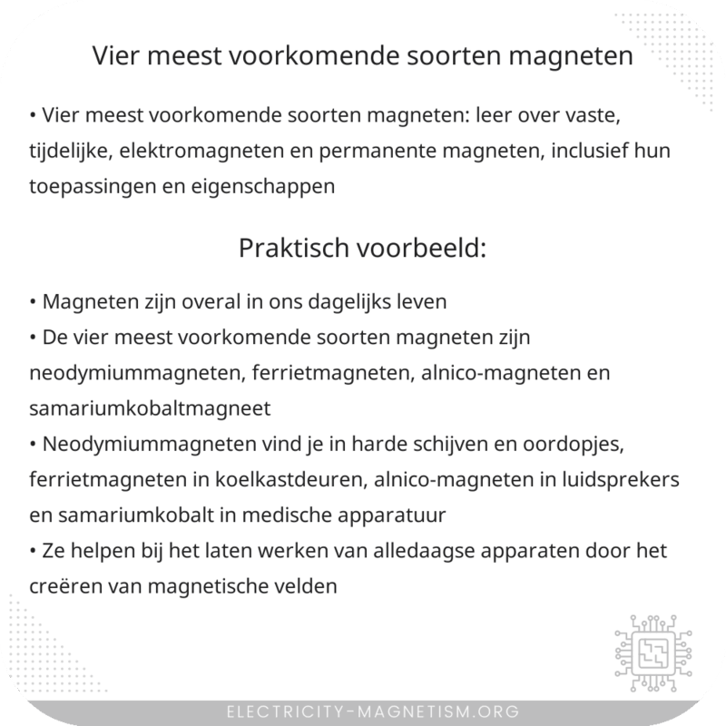 Vier meest voorkomende soorten magneten