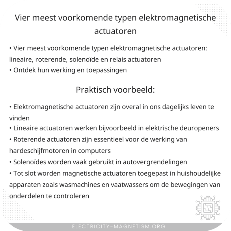 Vier meest voorkomende typen elektromagnetische actuatoren