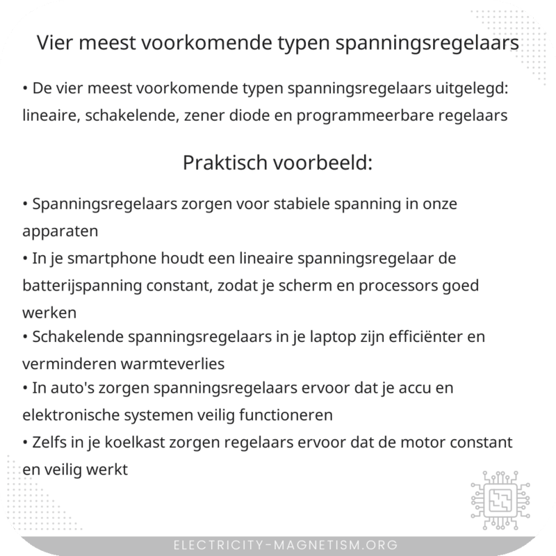 Vier meest voorkomende typen spanningsregelaars