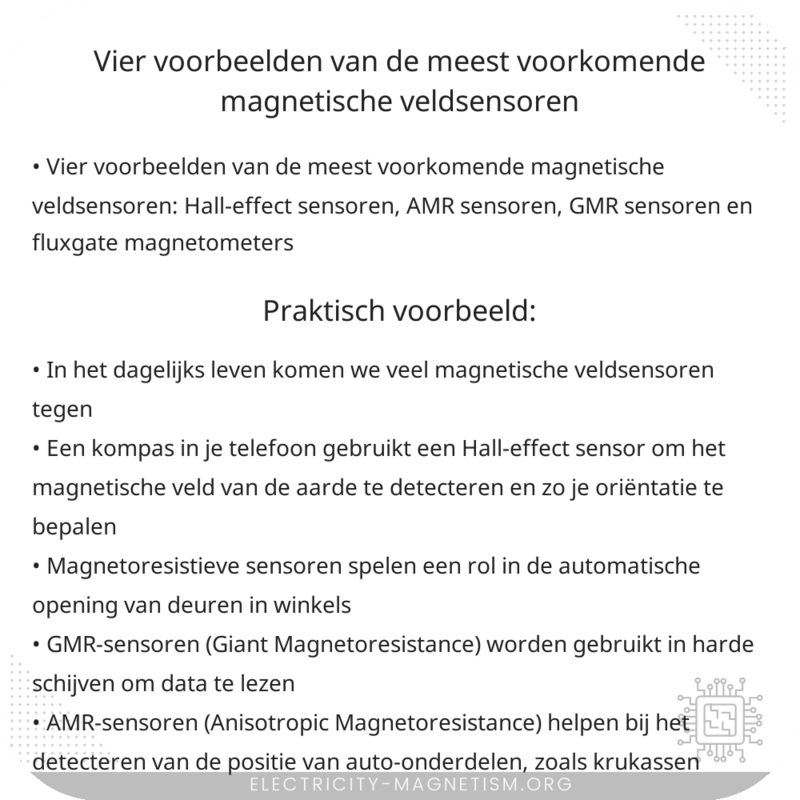 Vier voorbeelden van de meest voorkomende magnetische veldsensoren