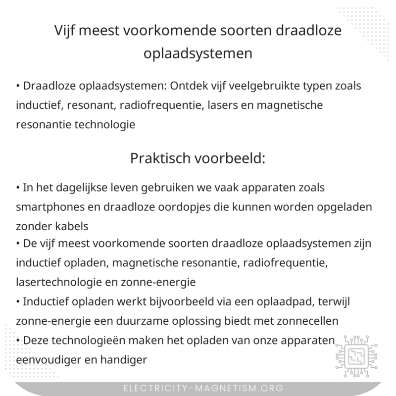 Vijf meest voorkomende soorten draadloze oplaadsystemen
