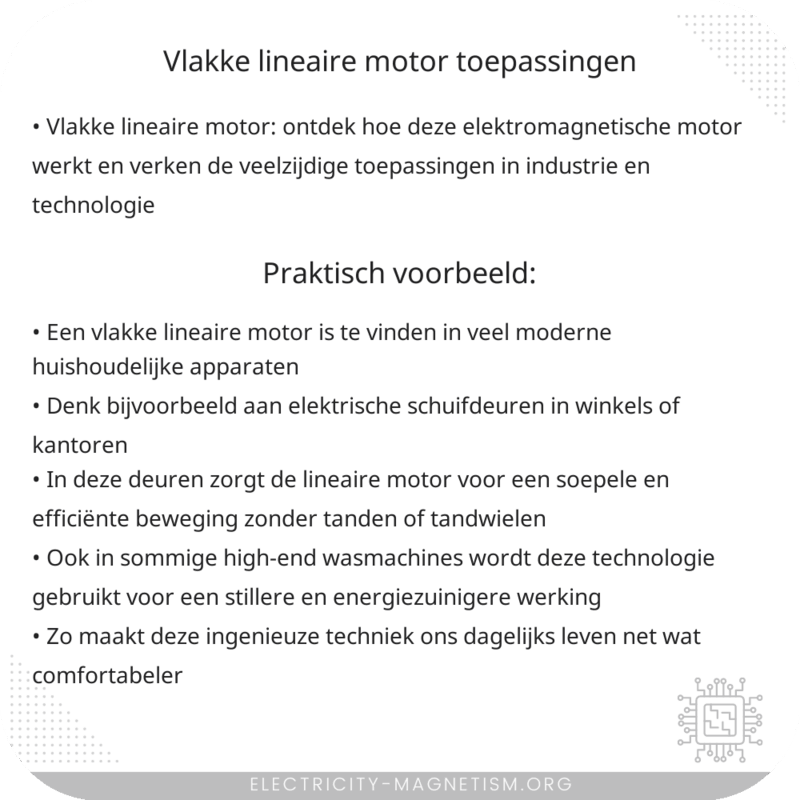 Vlakke Lineaire Motor | Toepassingen