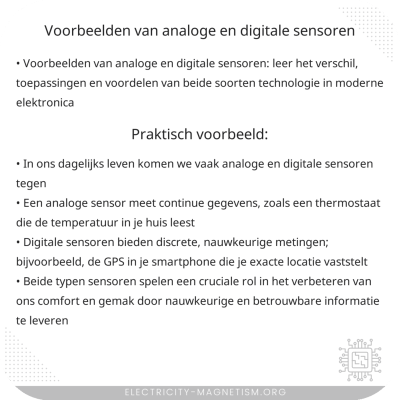 Voorbeelden van analoge en digitale sensoren