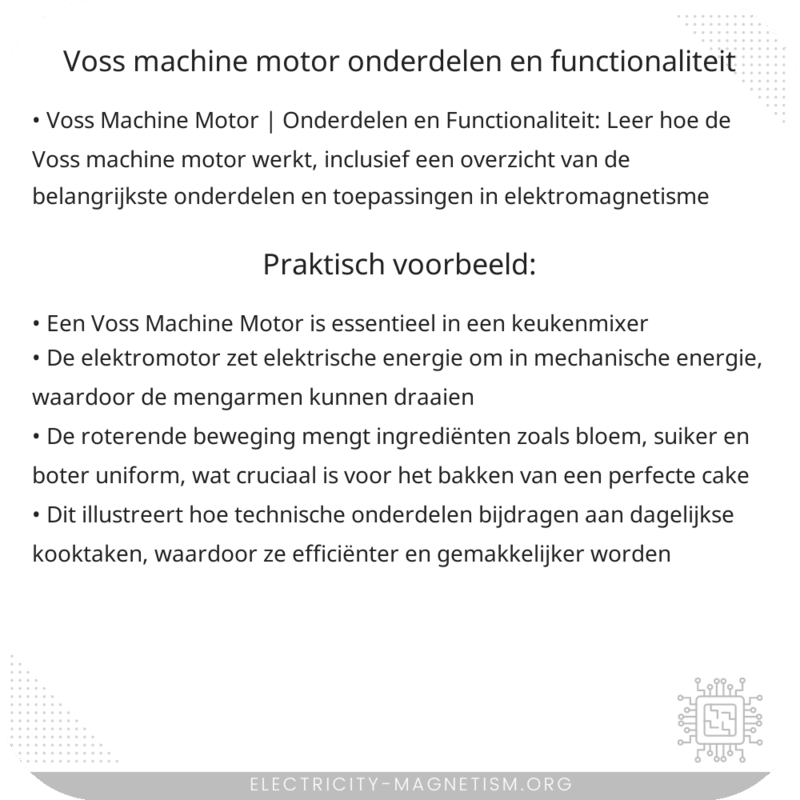 Voss Machine Motor | Onderdelen en Functionaliteit