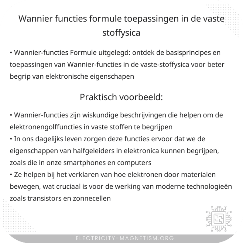Wannier-functies Formule | Toepassingen in de Vaste-stoffysica