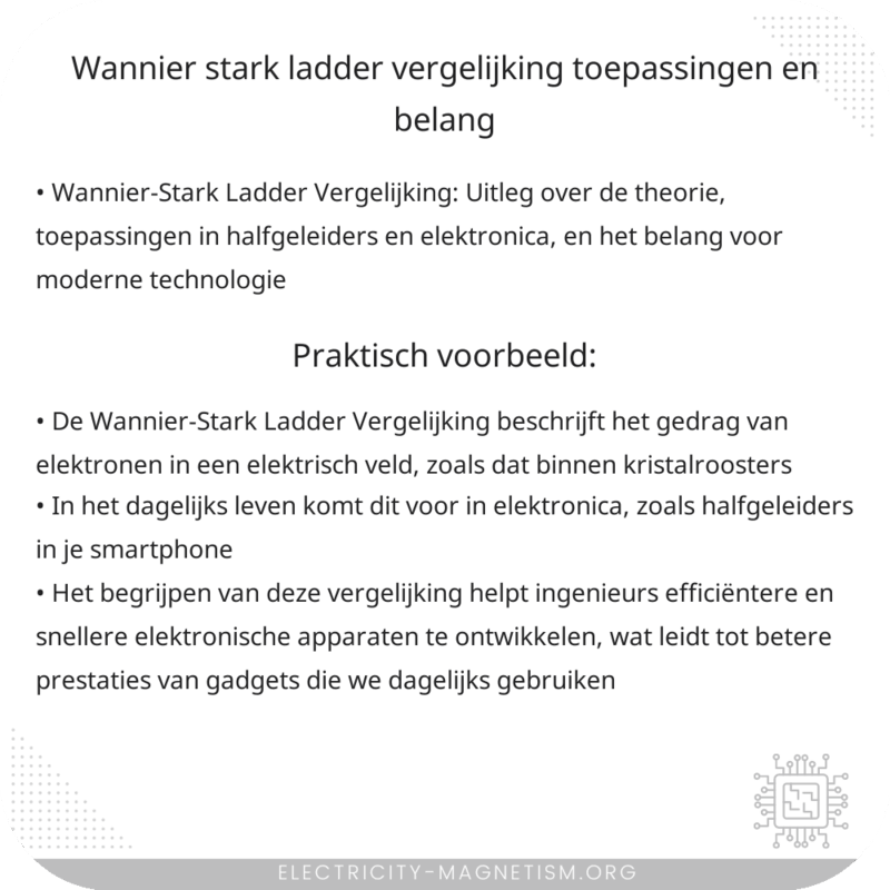 Wannier-Stark Ladder Vergelijking | Toepassingen en Belang