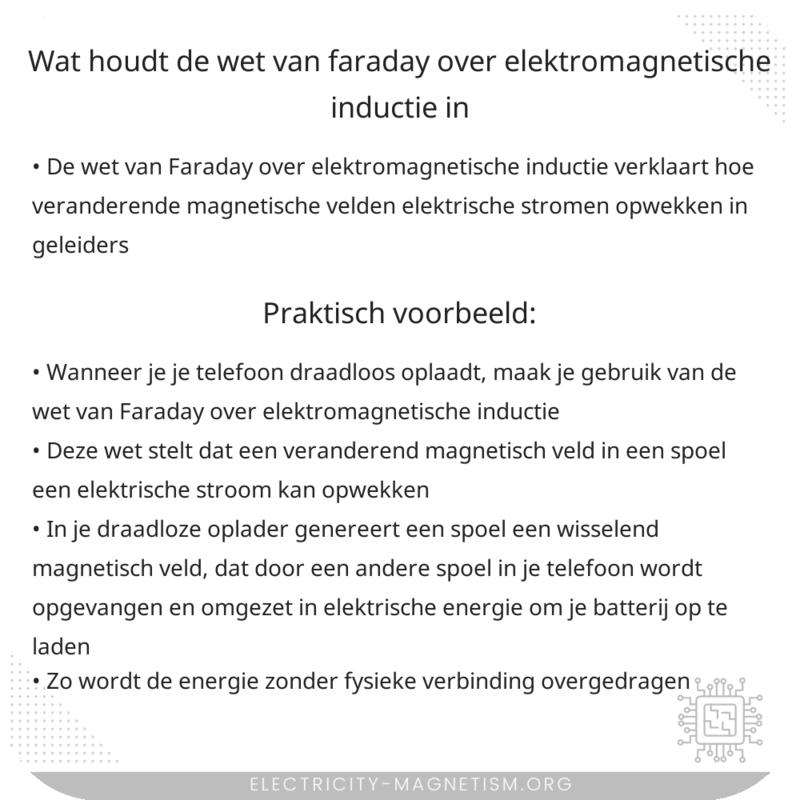 Wat houdt de wet van Faraday over elektromagnetische inductie in?