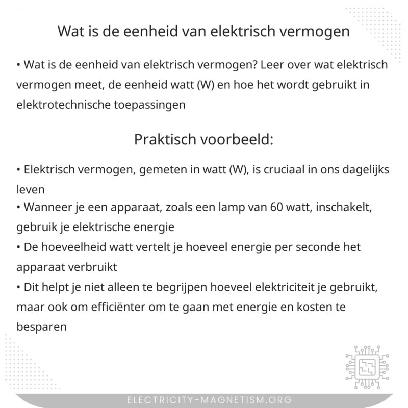 Wat is de eenheid van elektrisch vermogen?