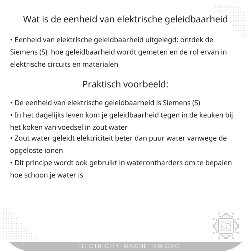 Wat is de eenheid van elektrische geleidbaarheid?