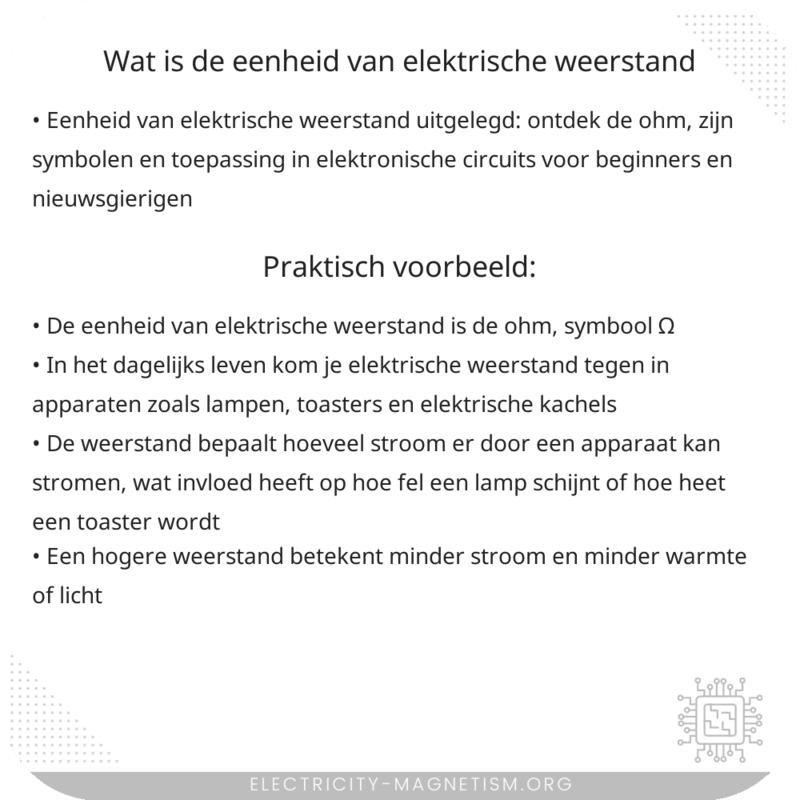 Wat is de eenheid van elektrische weerstand?