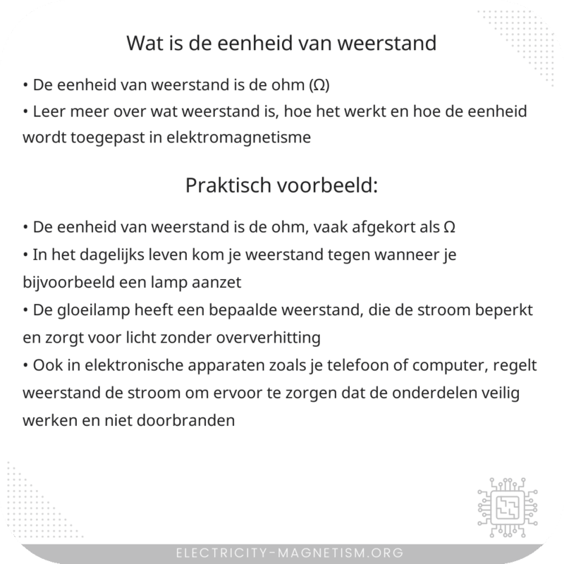 Wat is de eenheid van weerstand?