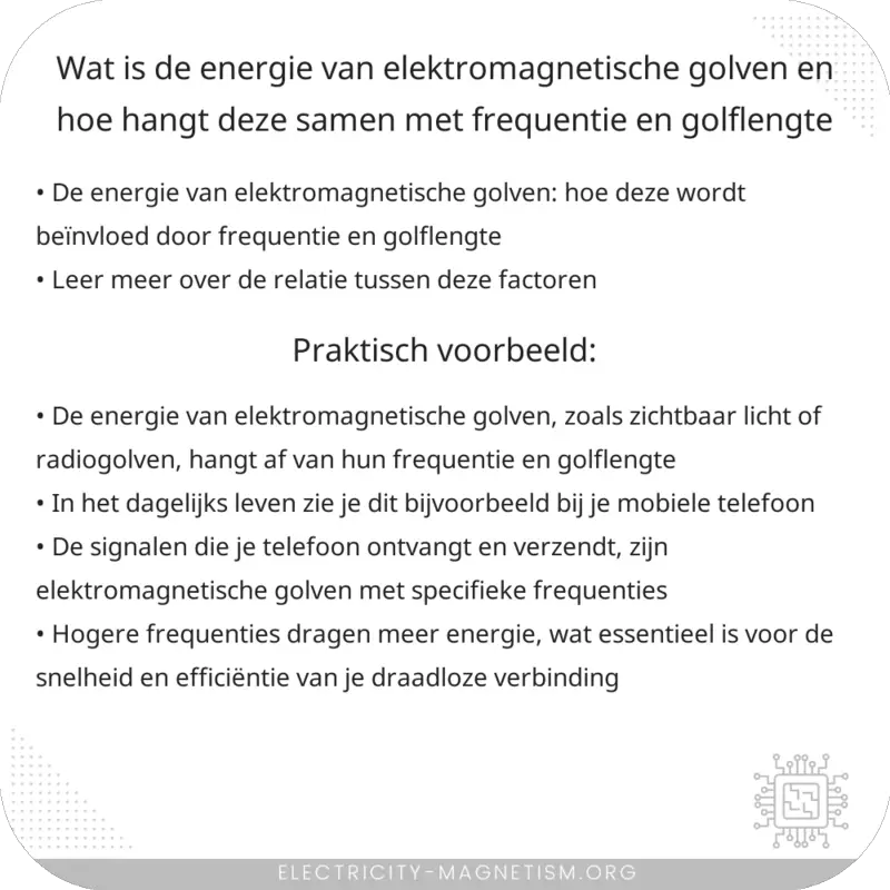 Wat is de energie van elektromagnetische golven en hoe hangt deze samen met frequentie en golflengte?