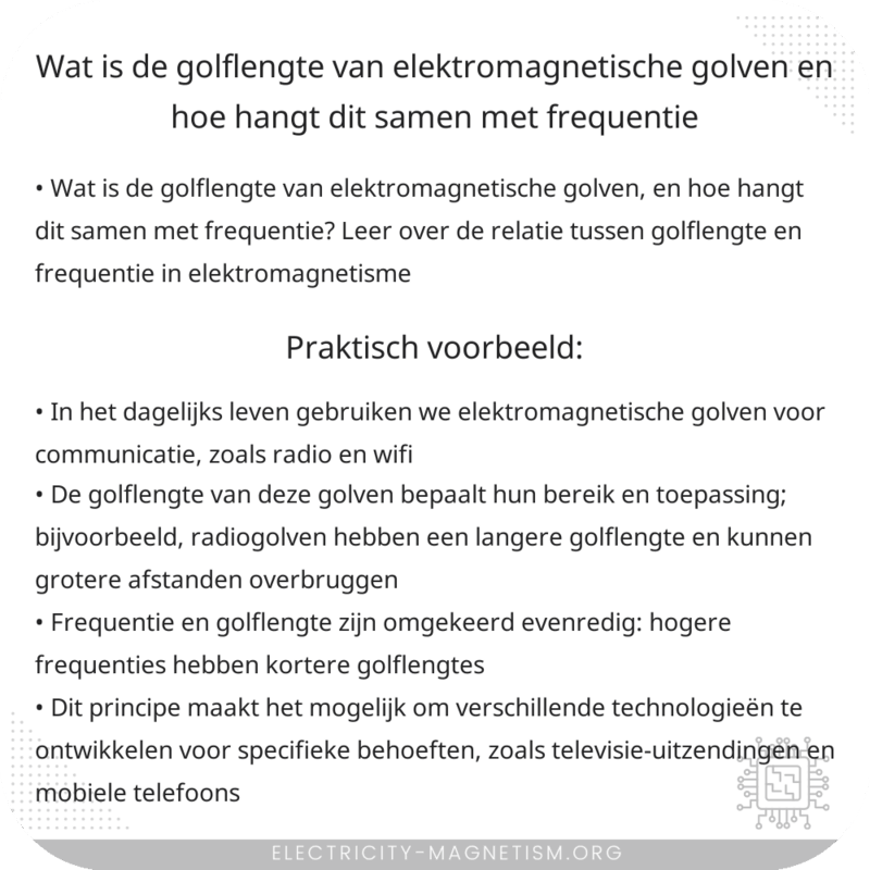 Wat is de golflengte van elektromagnetische golven, en hoe hangt dit samen met frequentie?