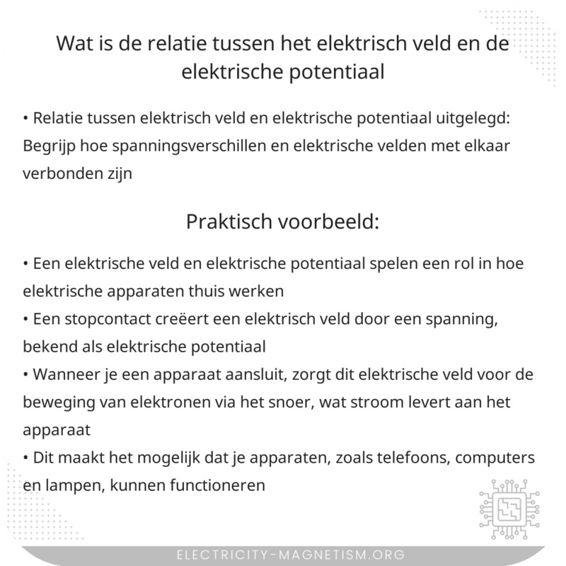 Wat is de relatie tussen het elektrisch veld en de elektrische potentiaal?