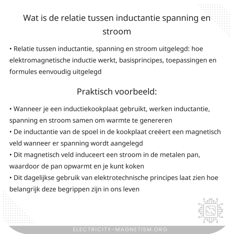Wat is de relatie tussen inductantie, spanning en stroom?