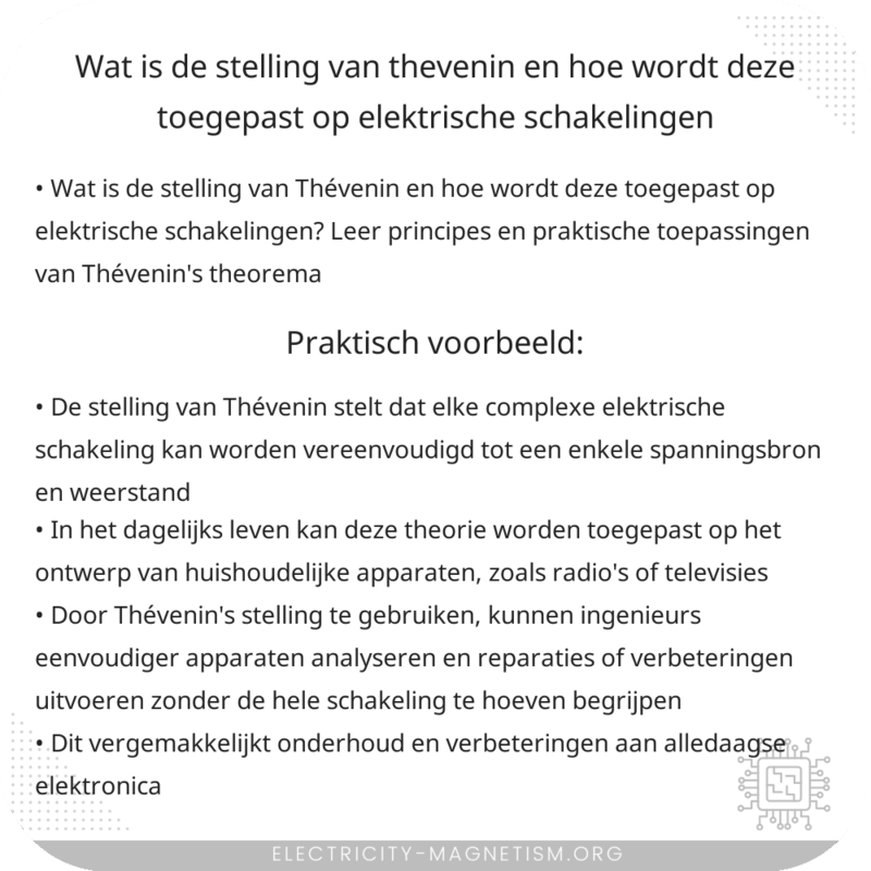Wat is de stelling van Thévenin en hoe wordt deze toegepast op elektrische schakelingen?