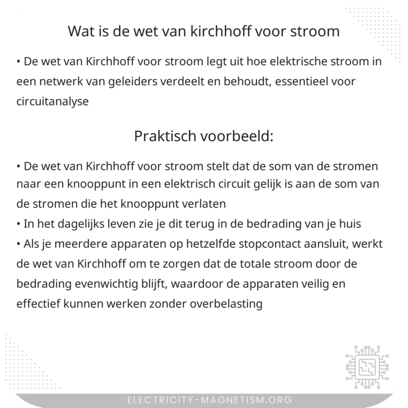 Wat is de wet van Kirchhoff voor stroom?