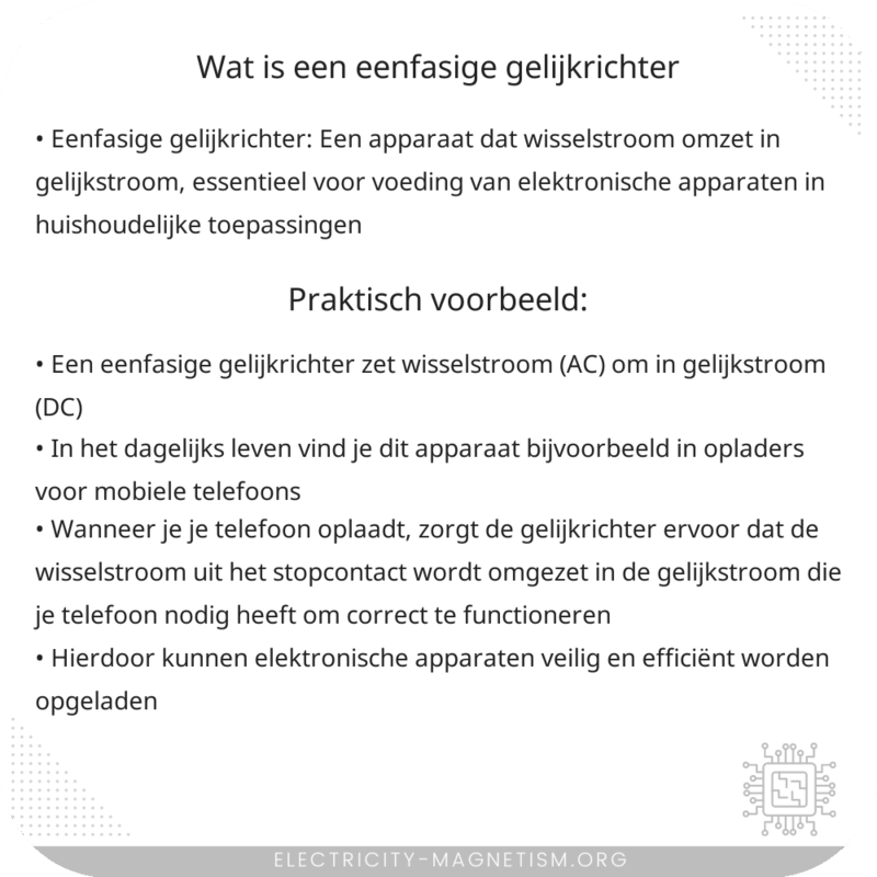 Wat is een eenfasige gelijkrichter?