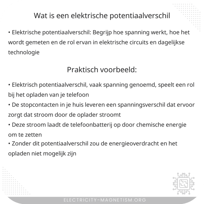 Wat is een elektrische potentiaalverschil?