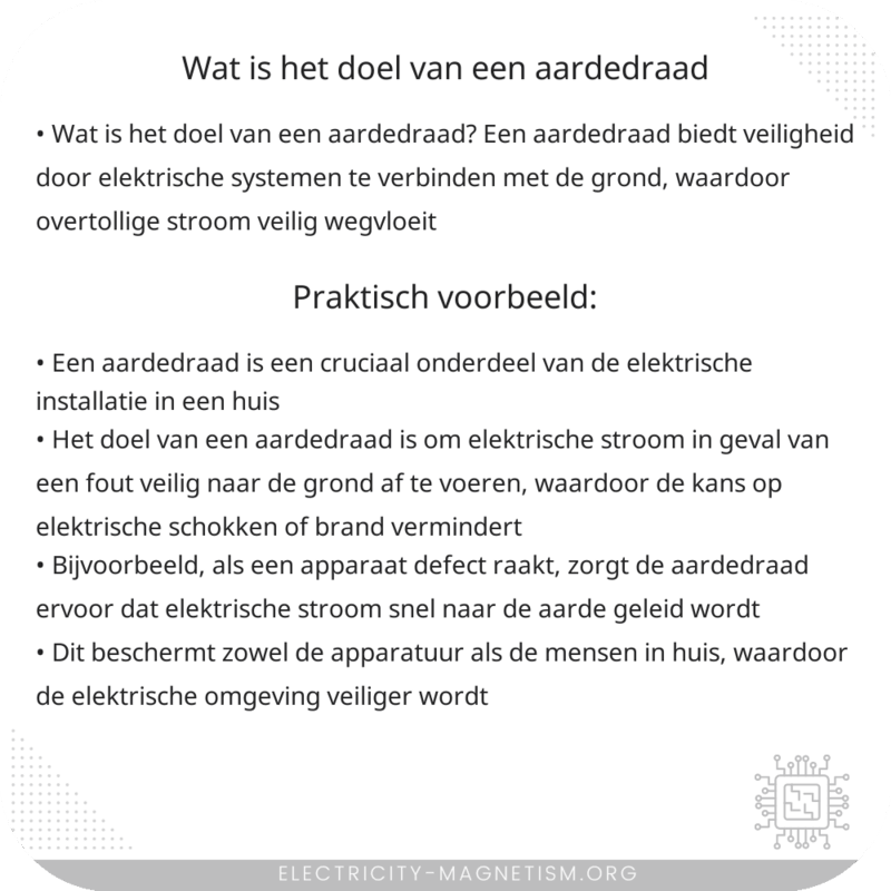 Wat is het doel van een aardedraad?