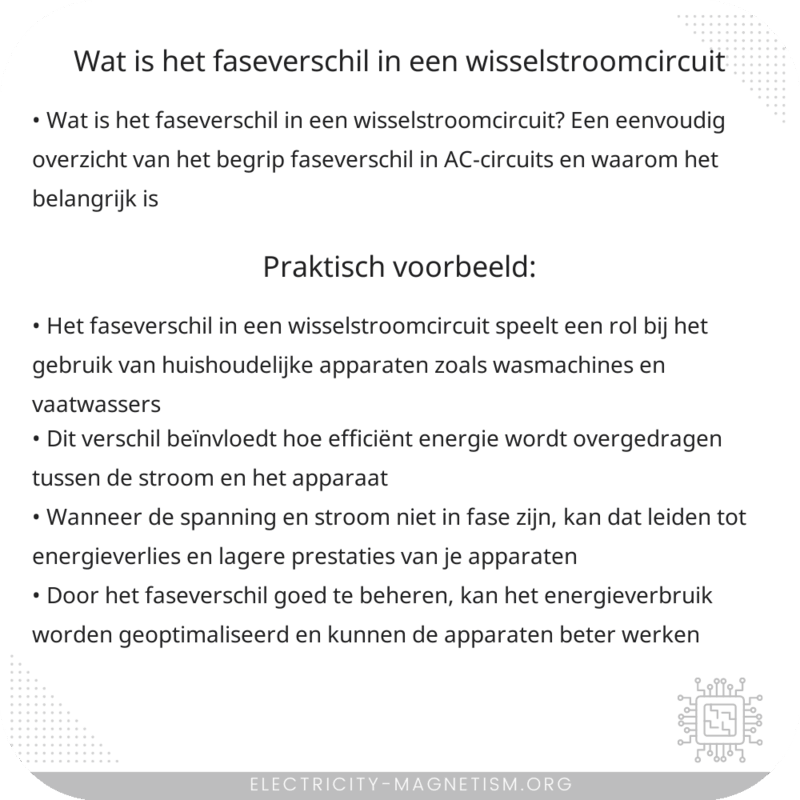 Wat is het faseverschil in een wisselstroomcircuit?