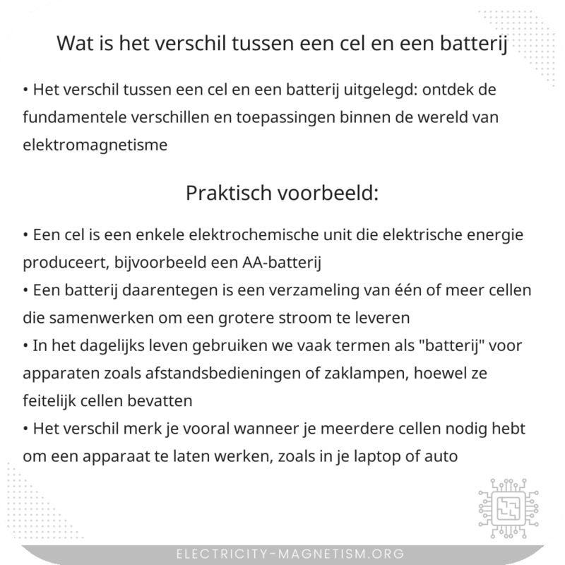 Wat is het verschil tussen een cel en een batterij?