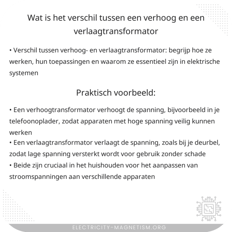 Wat is het verschil tussen een verhoog- en een verlaagtransformator?