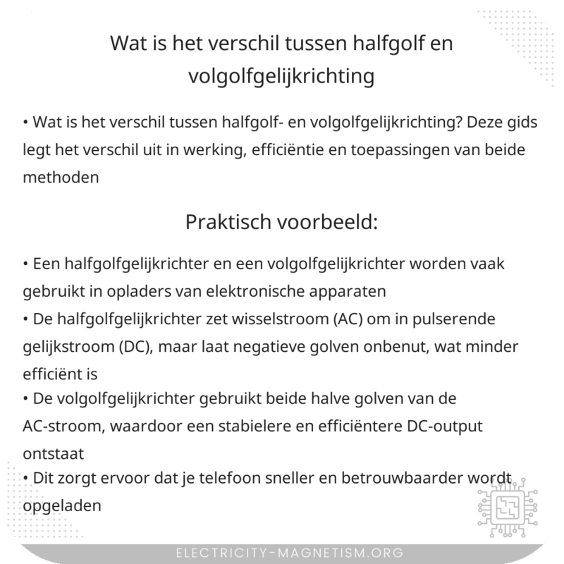 Wat is het verschil tussen halfgolf- en volgolfgelijkrichting?