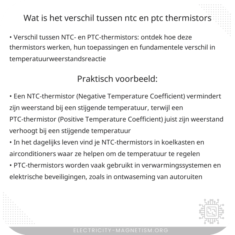 Wat is het verschil tussen NTC- en PTC-thermistors?