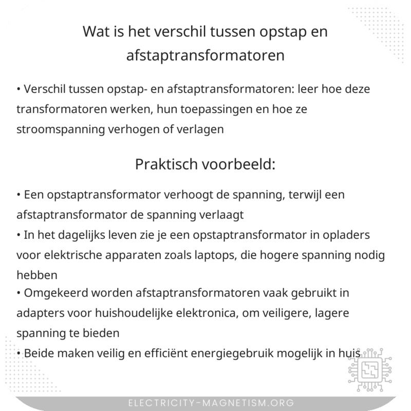 Wat is het verschil tussen opstap- en afstaptransformatoren?
