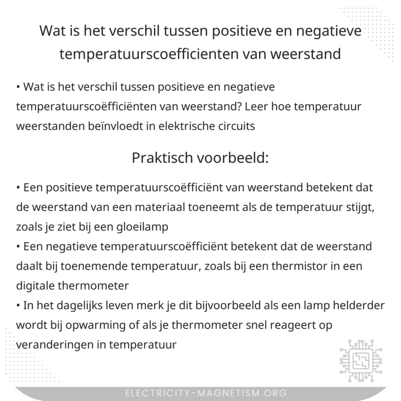 Wat is het verschil tussen positieve en negatieve temperatuurscoëfficiënten van weerstand?