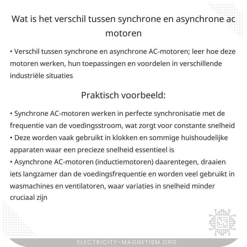 Wat is het verschil tussen synchrone en asynchrone AC-motoren?
