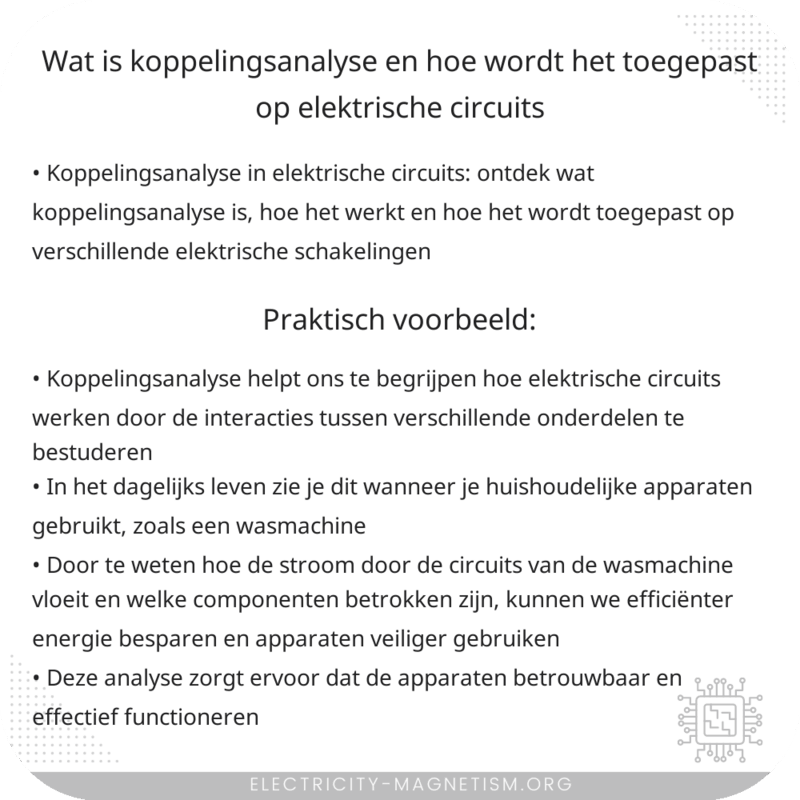 Wat is koppelingsanalyse en hoe wordt het toegepast op elektrische circuits?