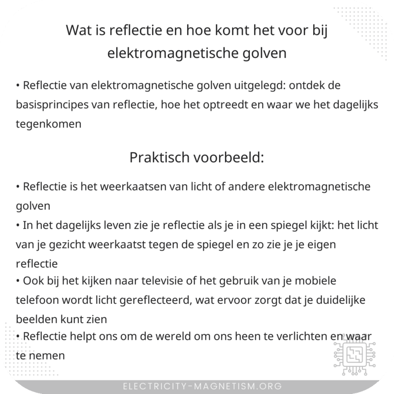 Wat is reflectie en hoe komt het voor bij elektromagnetische golven?