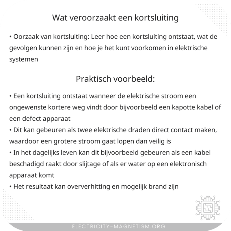 Wat veroorzaakt een kortsluiting?