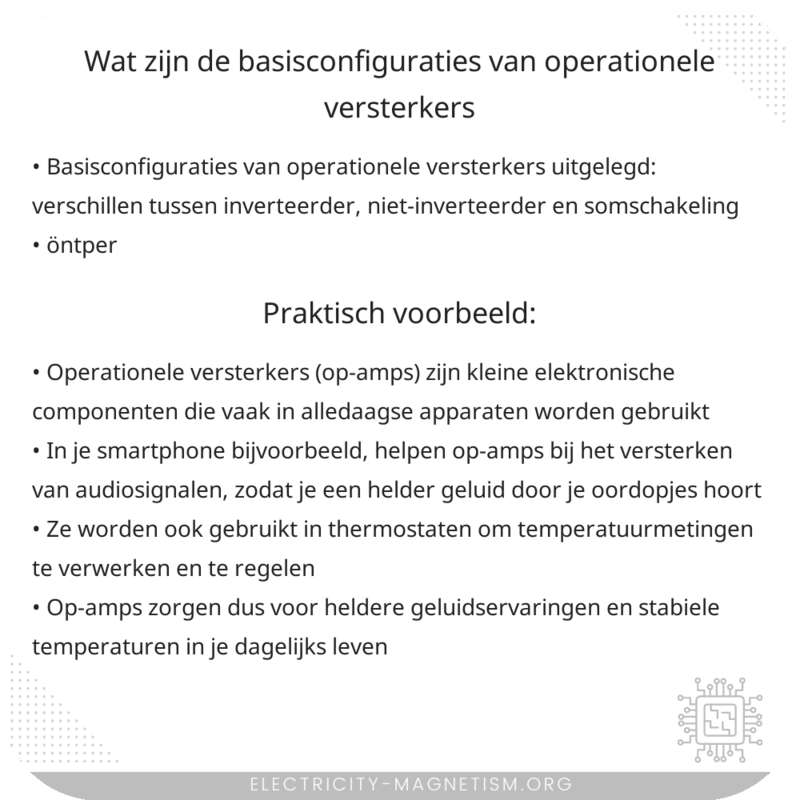 Wat zijn de basisconfiguraties van operationele versterkers?
