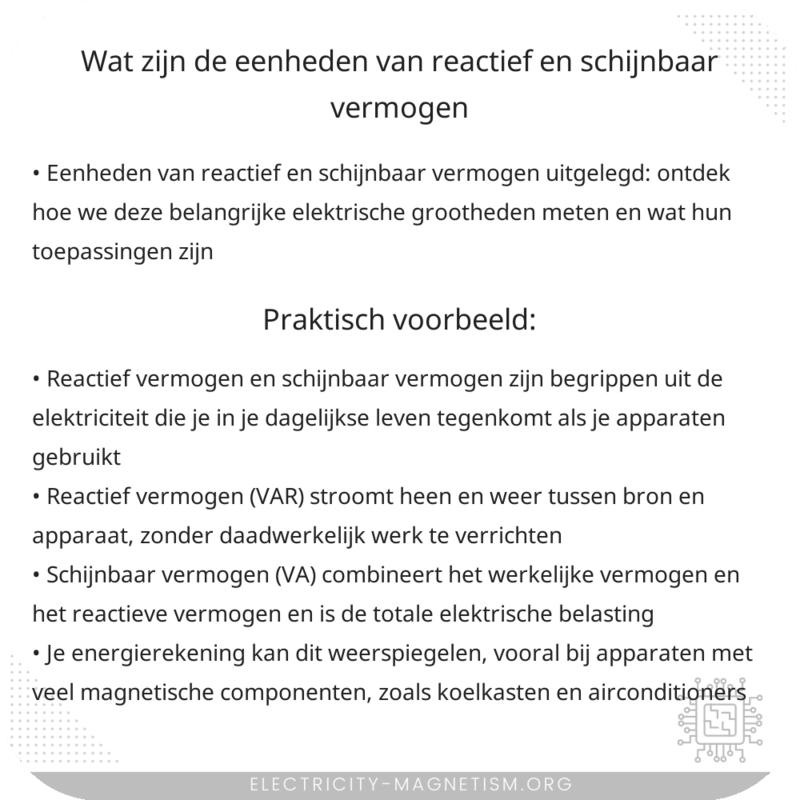 Wat zijn de eenheden van reactief en schijnbaar vermogen?