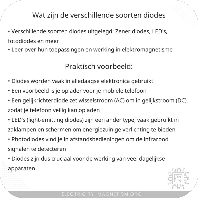 Wat zijn de verschillende soorten diodes?