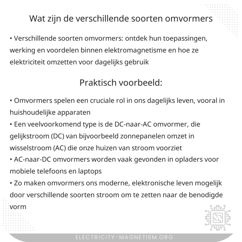 Wat zijn de verschillende soorten omvormers?