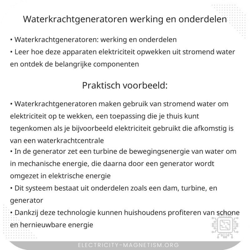 Waterkrachtgeneratoren | Werking en Onderdelen