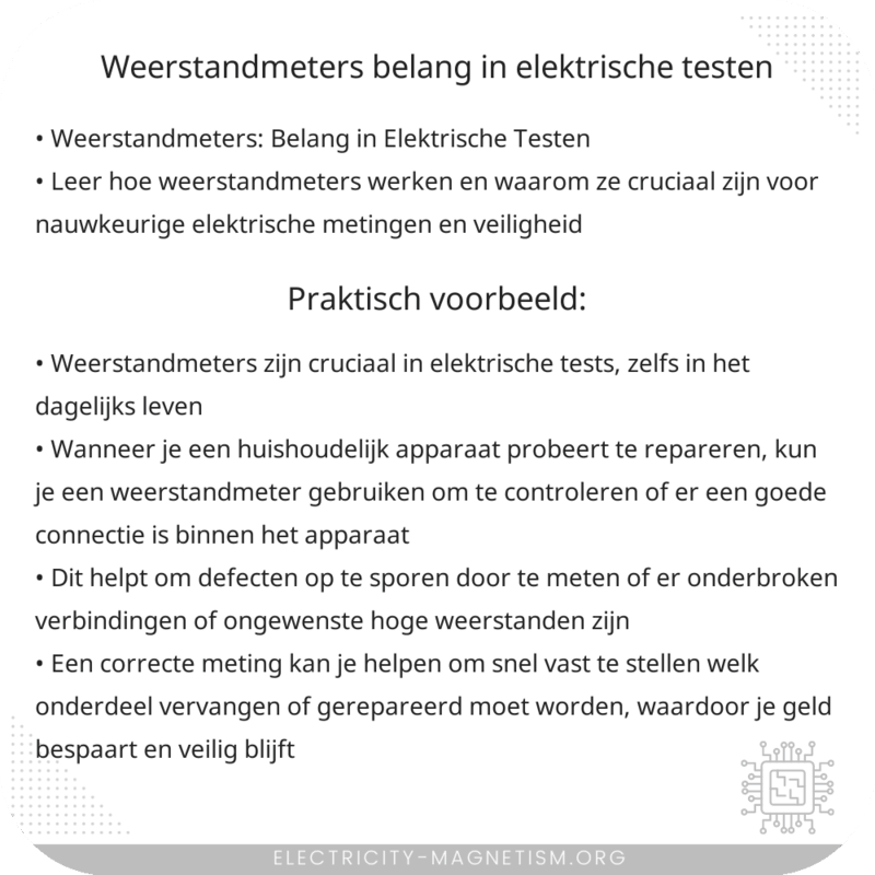 Weerstandmeters: Belang in Elektrische Testen