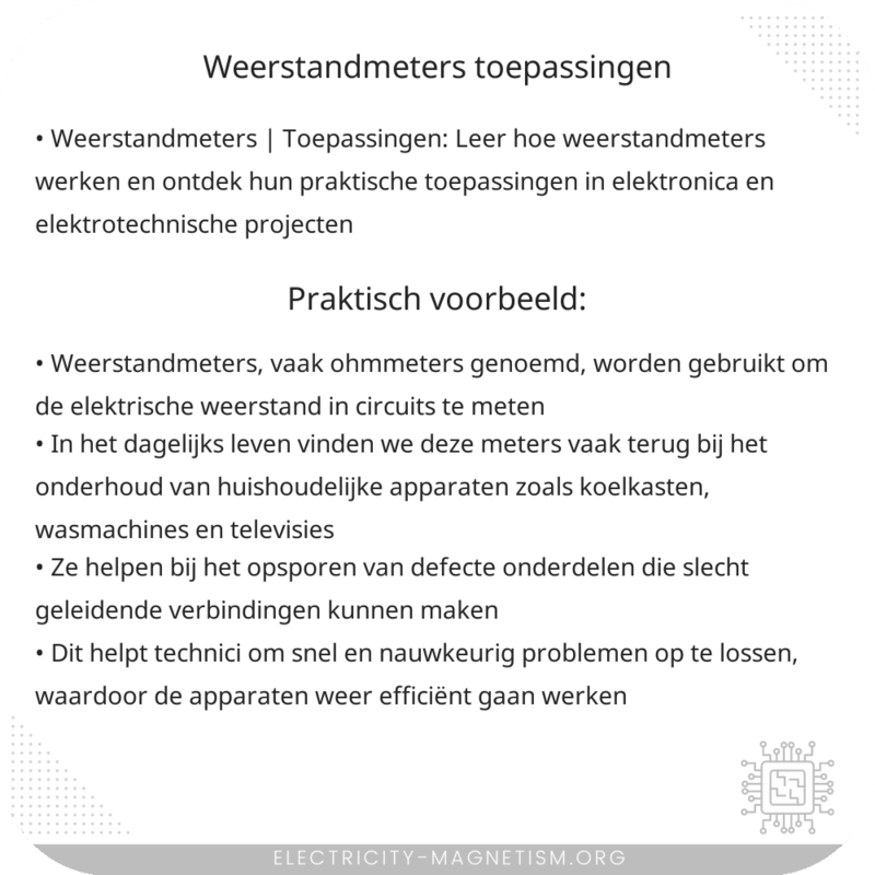 Weerstandmeters | Toepassingen