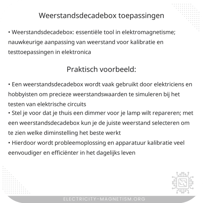 Weerstandsdecadebox | Toepassingen