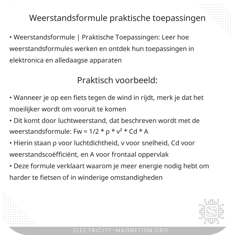 Weerstandsformule | Praktische Toepassingen