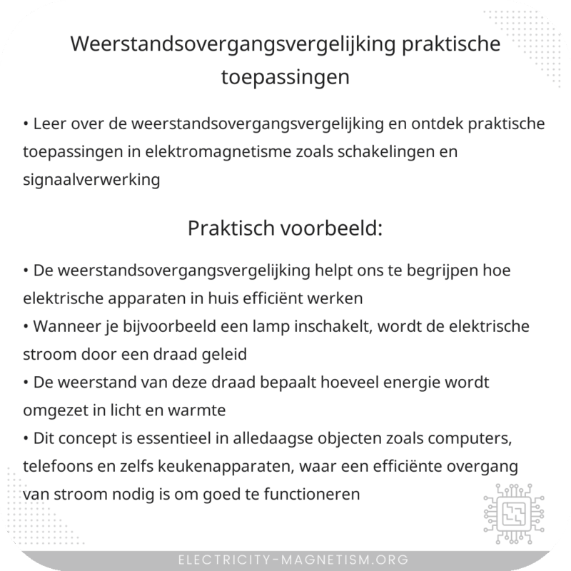 Weerstandsovergangsvergelijking | Praktische Toepassingen
